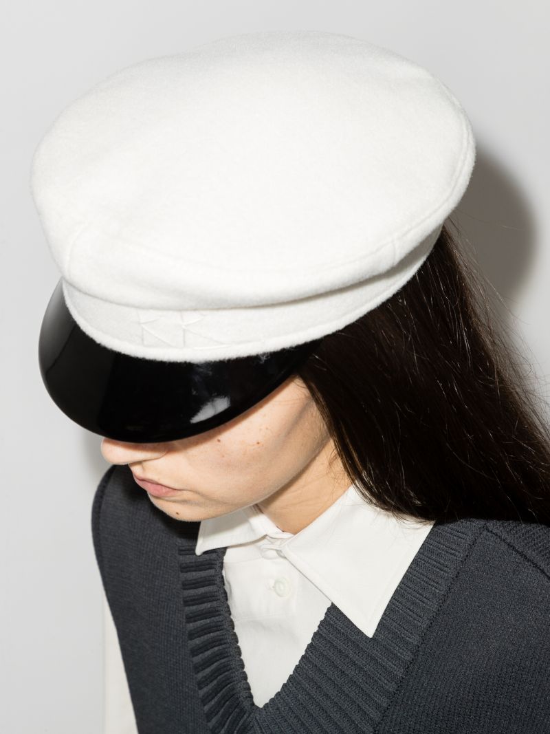 White Wool Baker Boy Hat