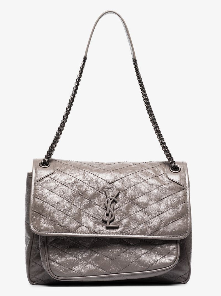 Grey Niki Large Leather Shoulder Bag