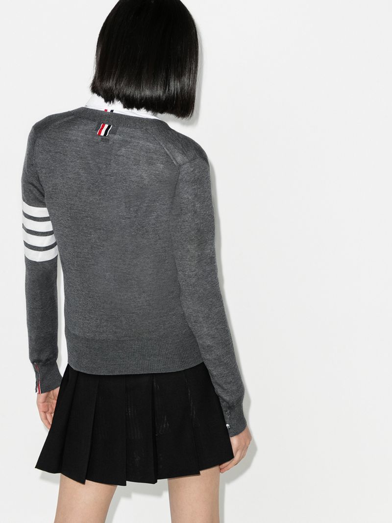 4-bar Stripe Merino Wool Cardigan