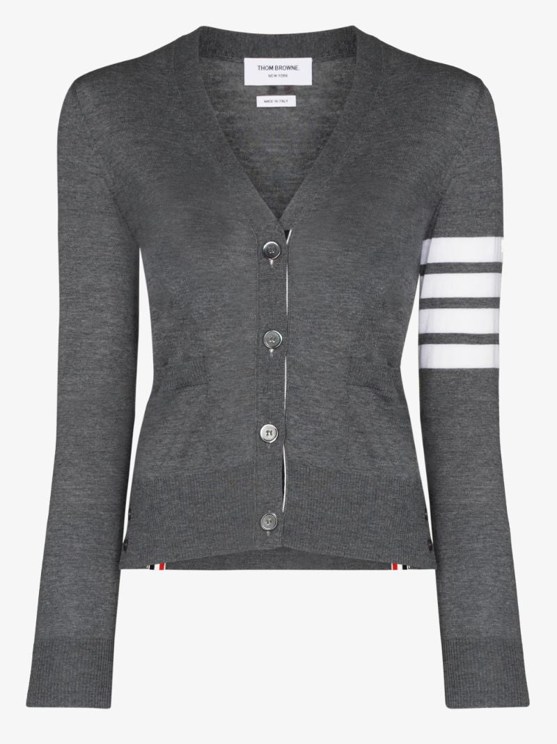 4-bar Stripe Merino Wool Cardigan