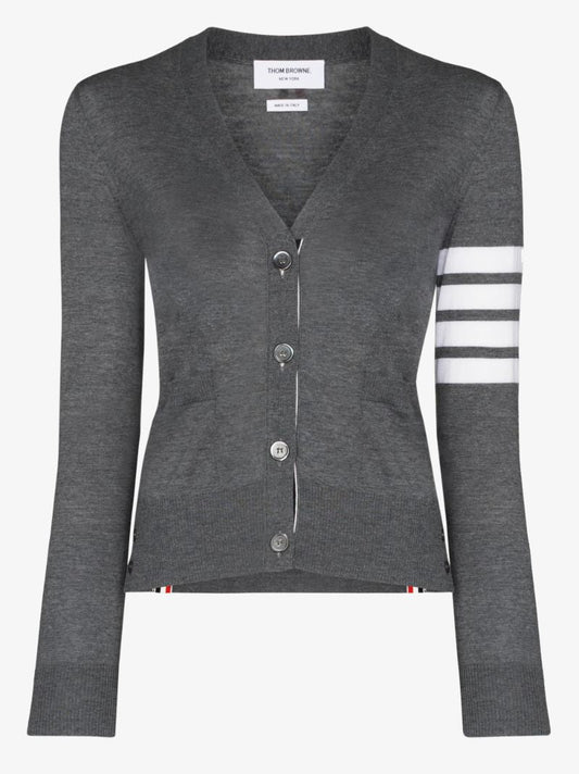 4-bar Stripe Merino Wool Cardigan