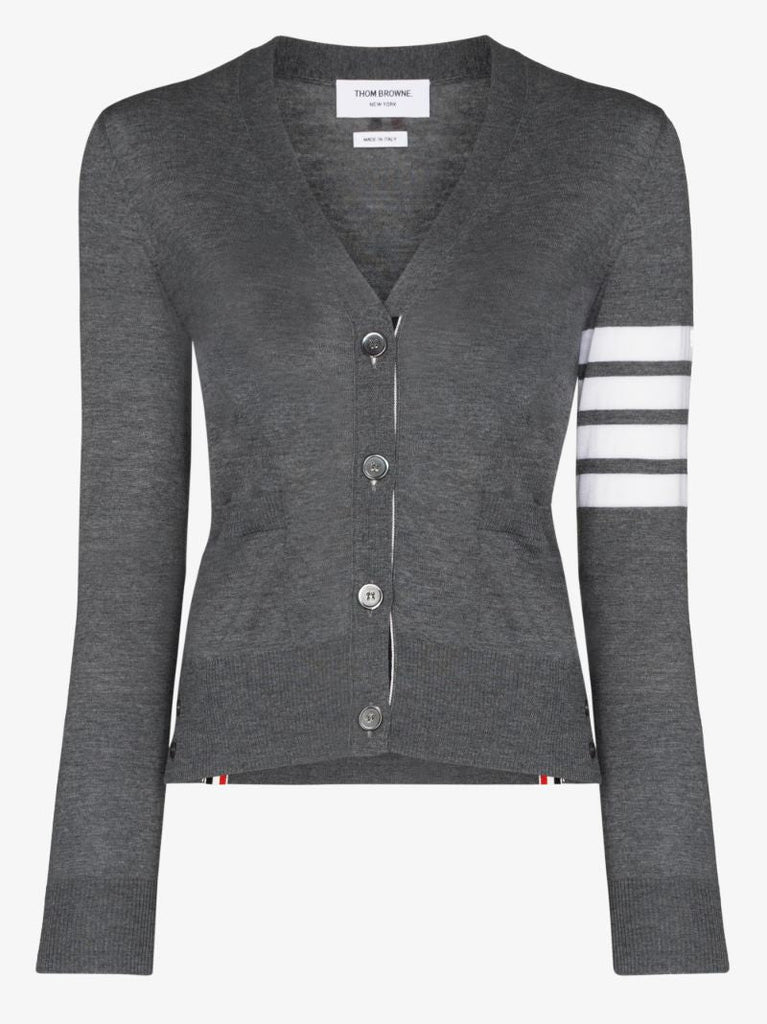 4-bar Stripe Merino Wool Cardigan