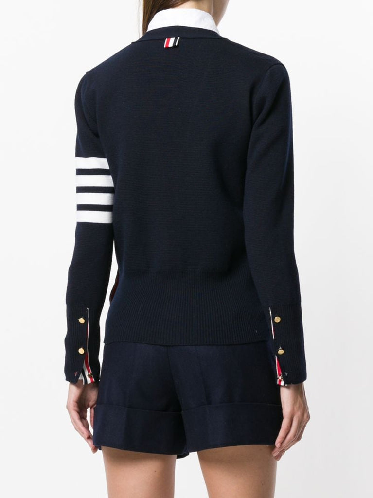 4-bar Stripe Merino Wool Cardigan