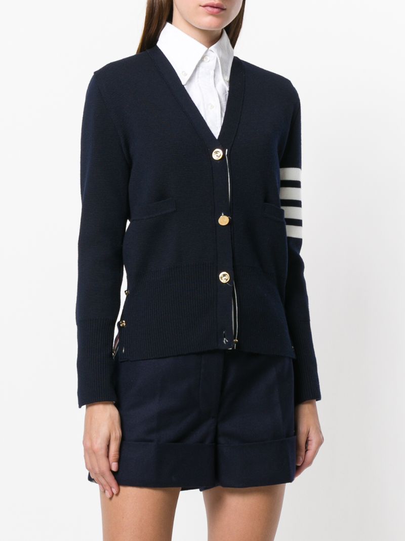 4-bar Stripe Merino Wool Cardigan