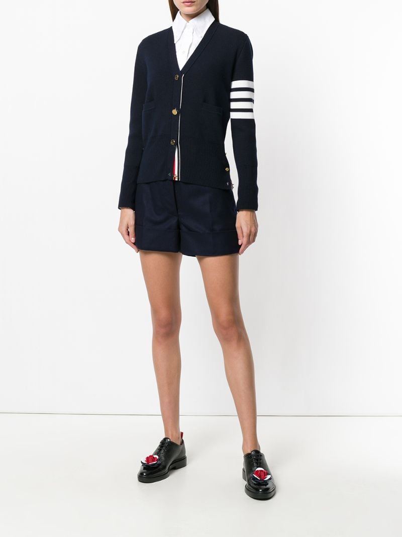 4-bar Stripe Merino Wool Cardigan