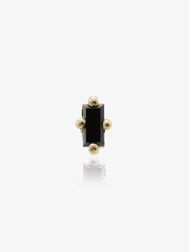 14k Yellow Gold Black Diamond Stud Earring