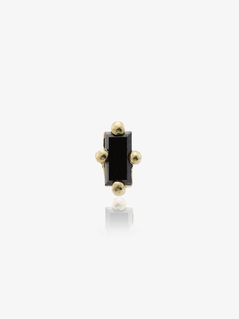 14k Yellow Gold Black Diamond Stud Earring