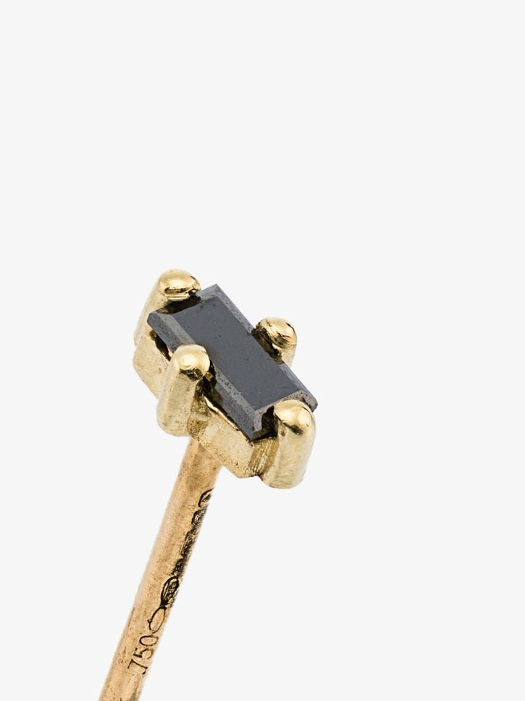 14k Yellow Gold Black Diamond Stud Earring