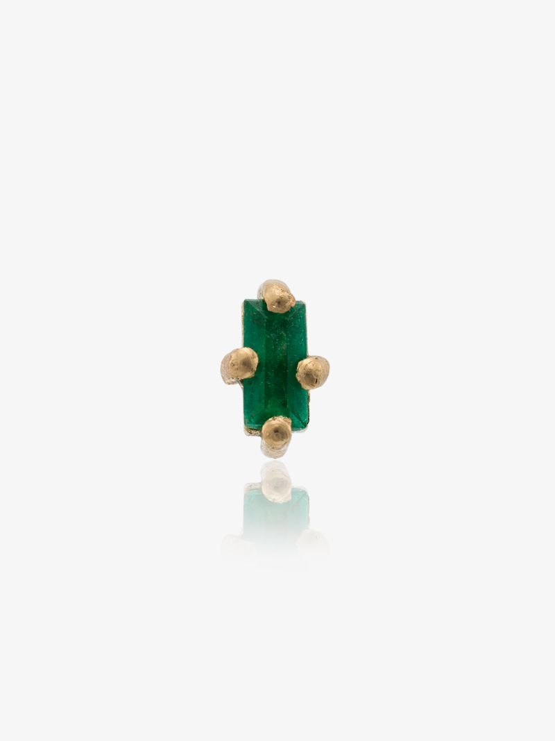 18k Yellow Gold Emerald Mini Stud Earring