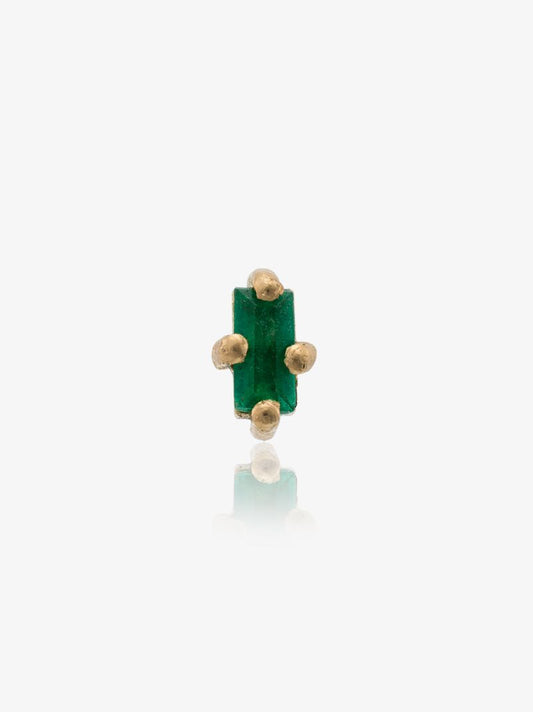 18k Yellow Gold Emerald Mini Stud Earring