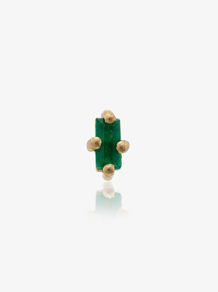 18k Yellow Gold Emerald Mini Stud Earring