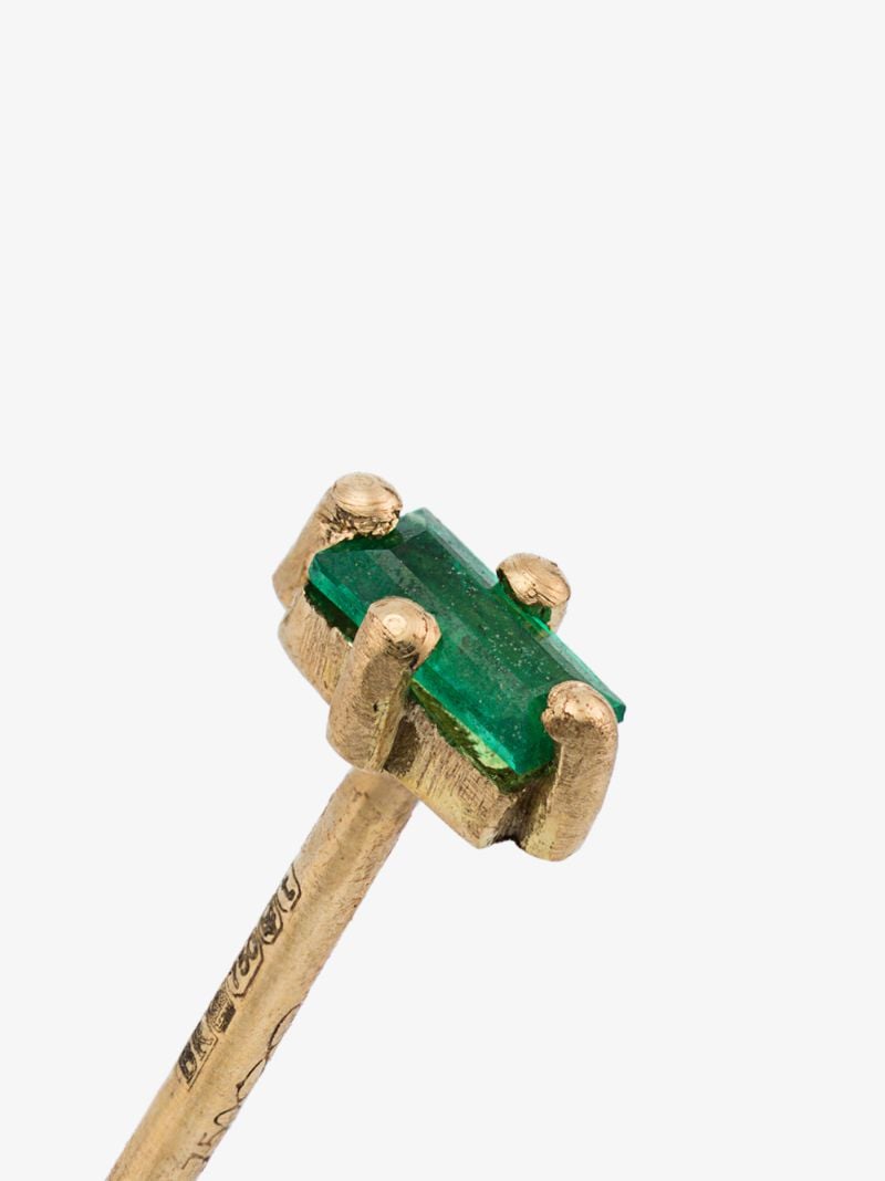 18k Yellow Gold Emerald Mini Stud Earring