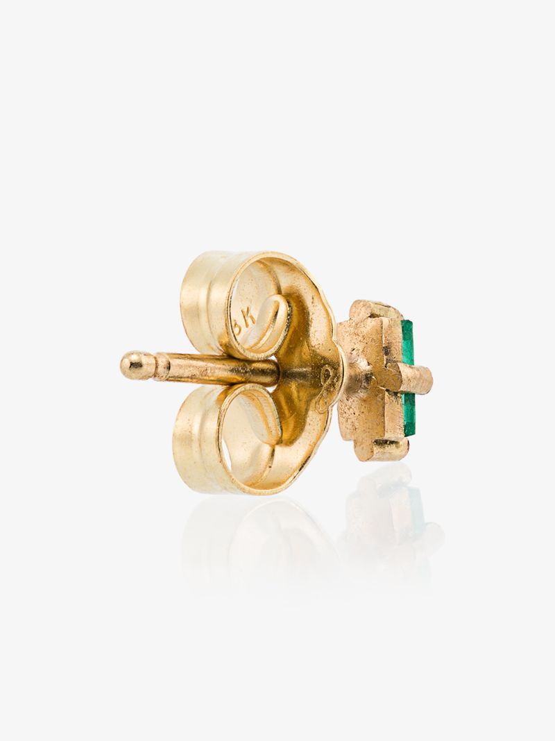 18k Yellow Gold Emerald Mini Stud Earring