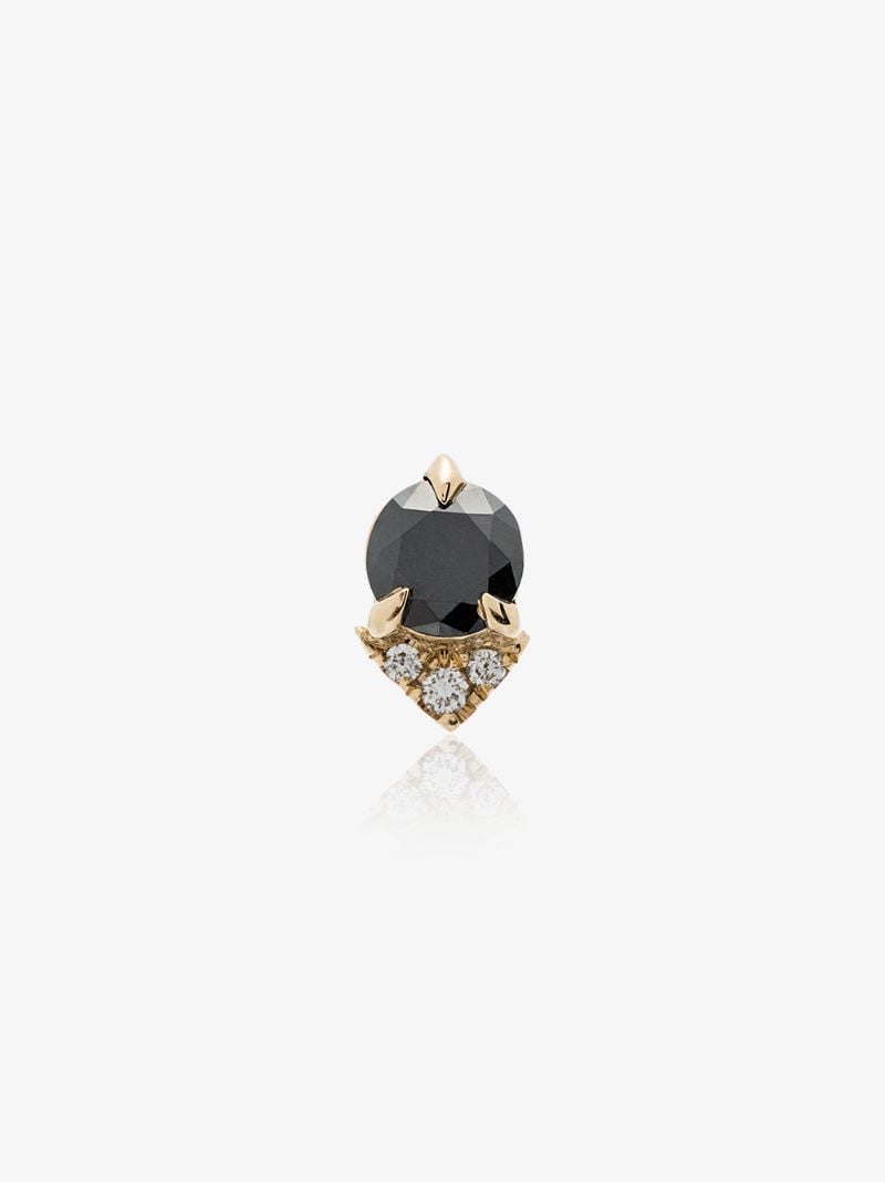 18k Yellow Gold Black Diamond Earring