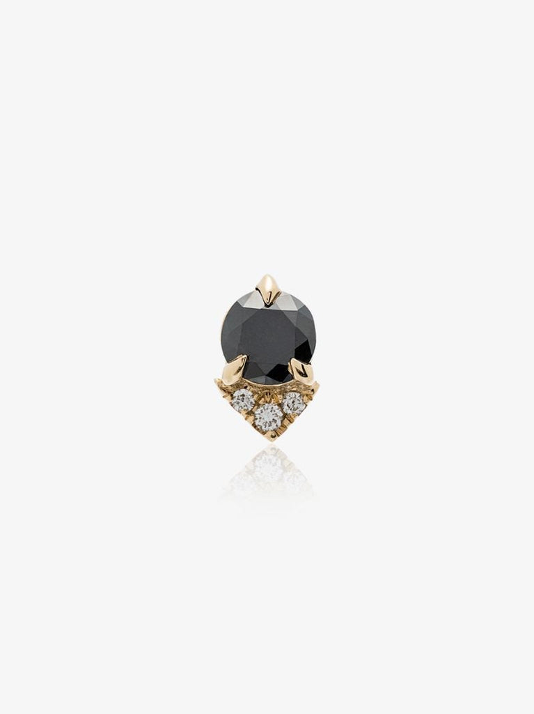 18k Yellow Gold Black Diamond Earring