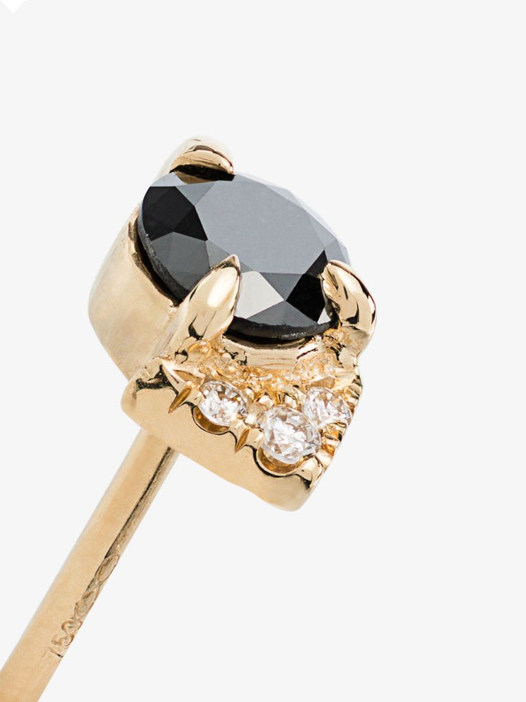 18k Yellow Gold Black Diamond Earring