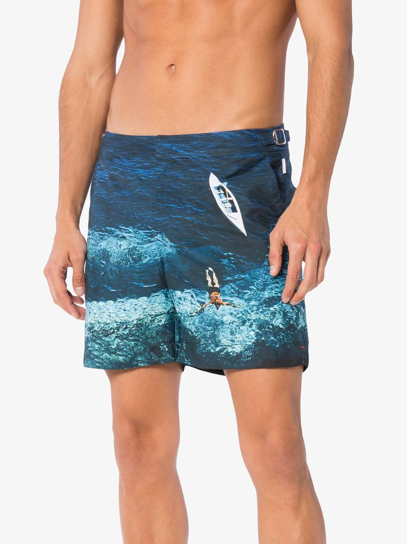Blue Bulldog Printed Swim Shorts