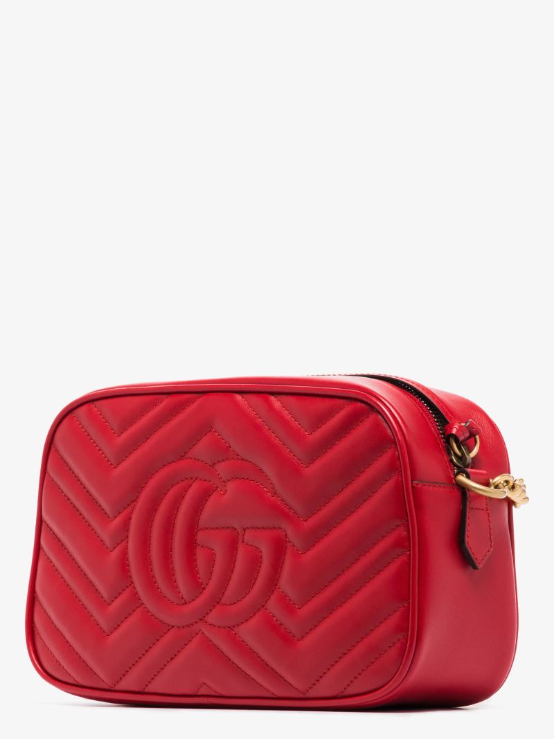 Red Gg Marmont Small Leather Camera Bag