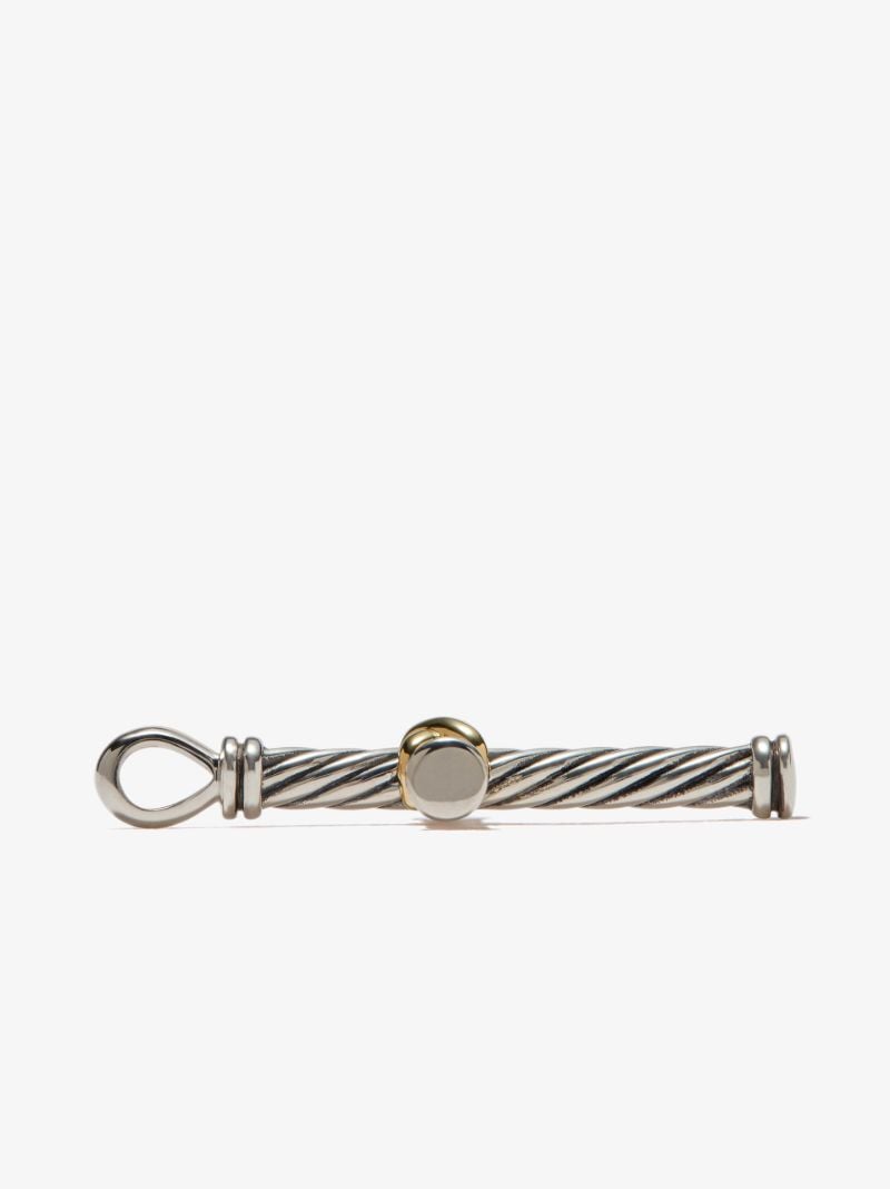 18k Yellow Gold and Sterling Silver Cable Cross Charm