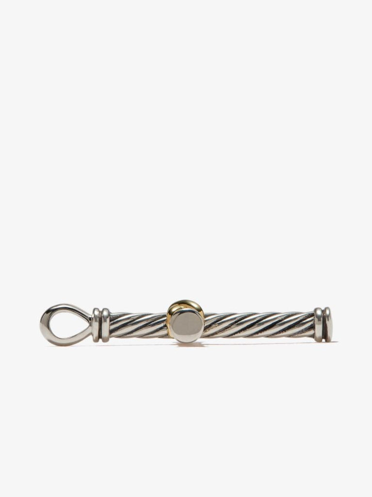 18k Yellow Gold and Sterling Silver Cable Cross Charm