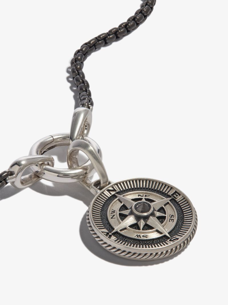 Sterling Silver Maritime Compass Diamond Charm