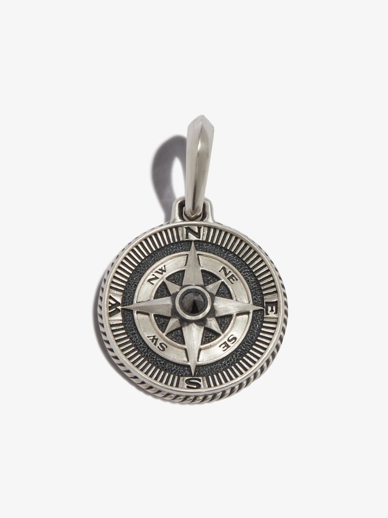 Sterling Silver Maritime Compass Diamond Charm