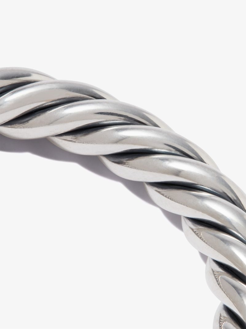 18k Yellow Gold and Sterling Silver Cable Cuff Bracelet