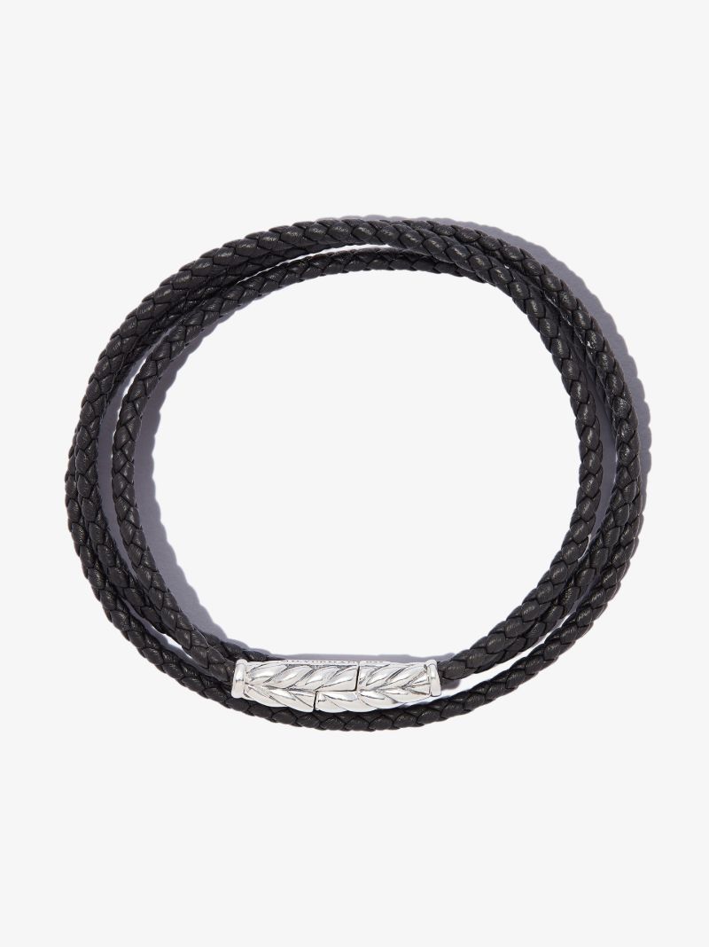 Black Chevron Triple Wrap Leather Bracelet