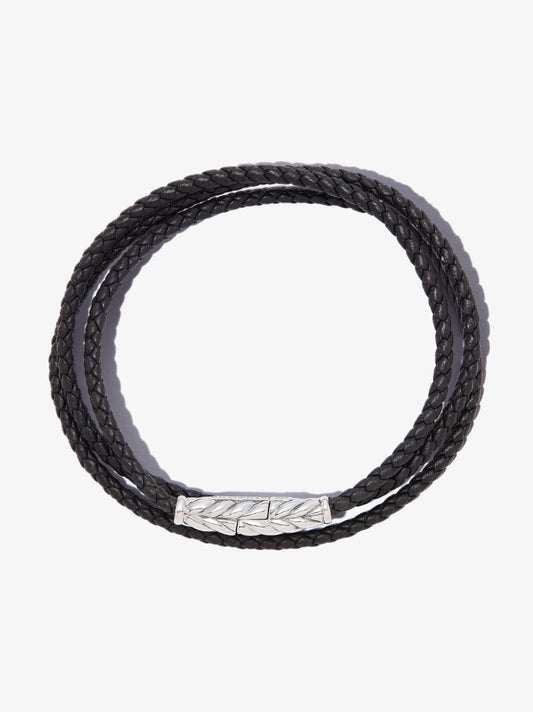 Black Chevron Triple Wrap Leather Bracelet
