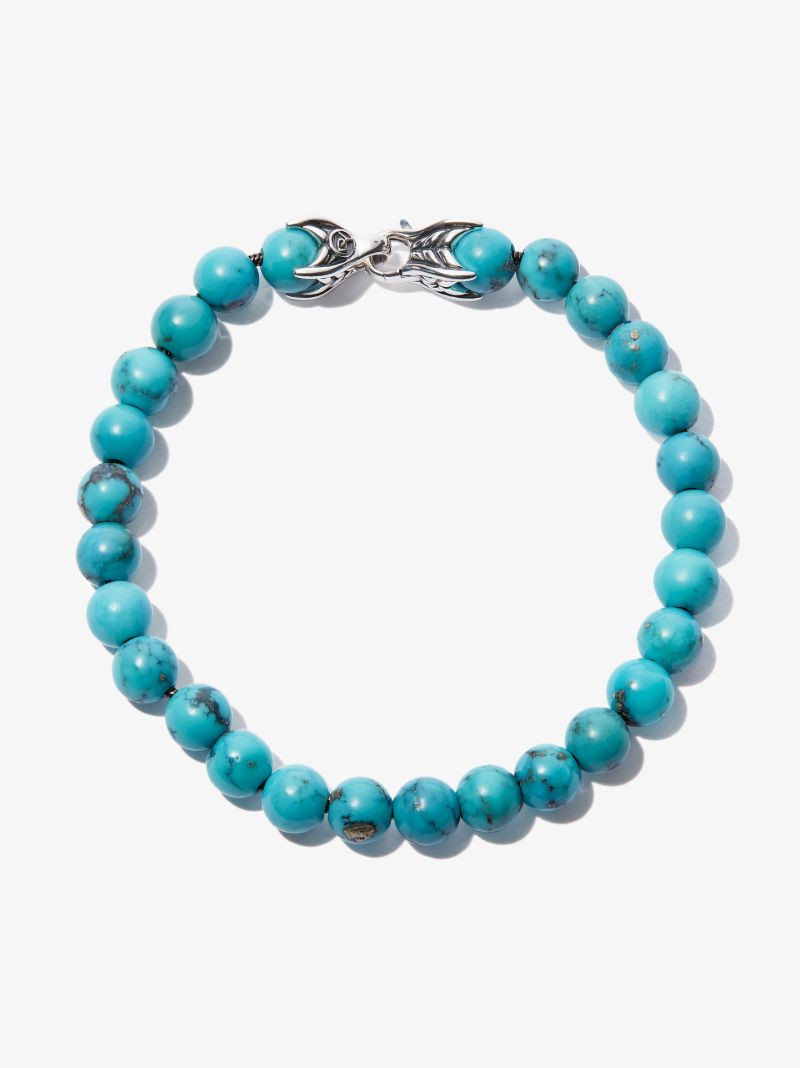 Sterling Silver Spiritual Beads Turquoise Bracelet