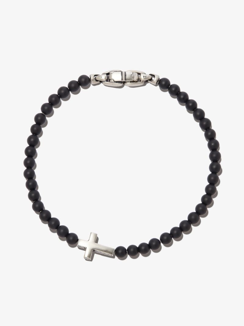 Sterling Silver Spiritual Beads Cross Bracelet