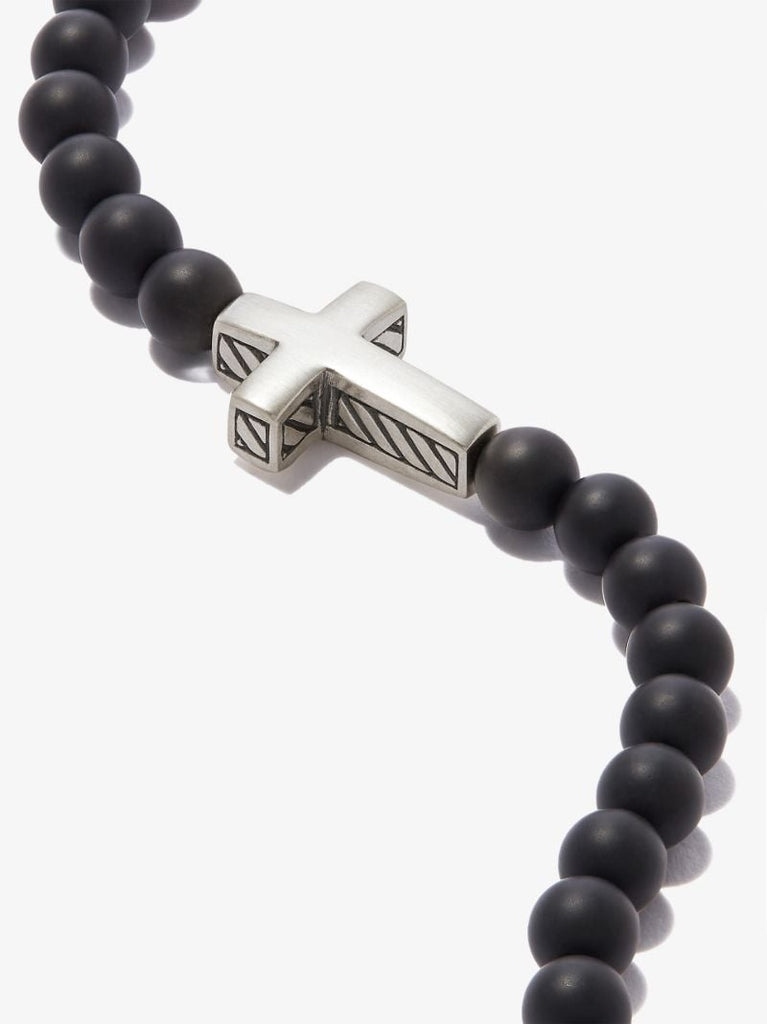 Sterling Silver Spiritual Beads Cross Bracelet