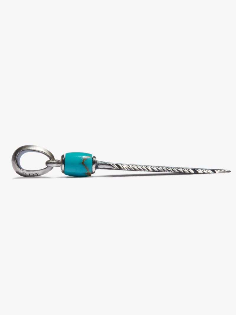 Sterling Silver Feather Turquoise Charm