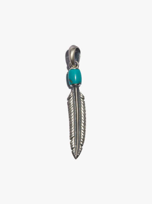 Sterling Silver Feather Turquoise Charm
