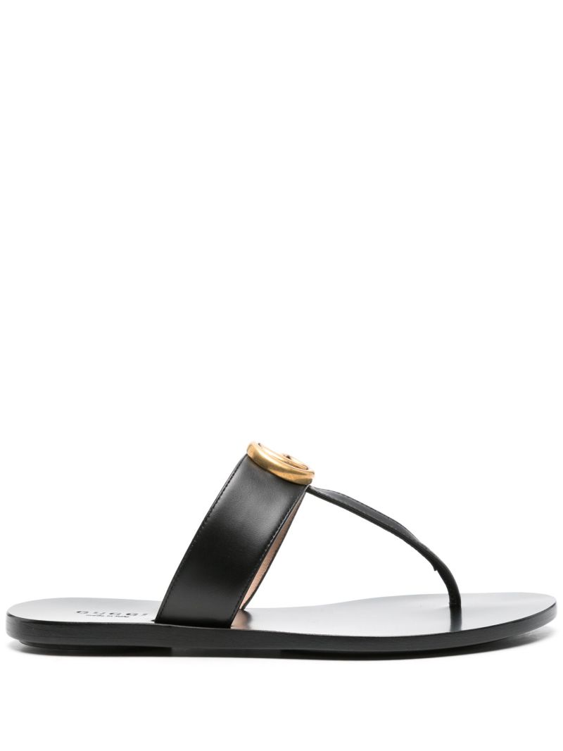 Black Gg Marmont Leather Slides