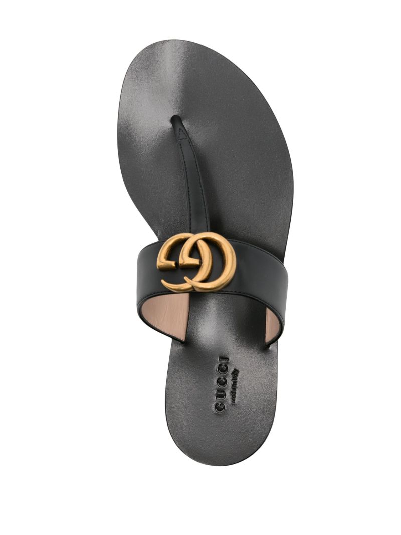 Black Gg Marmont Leather Slides