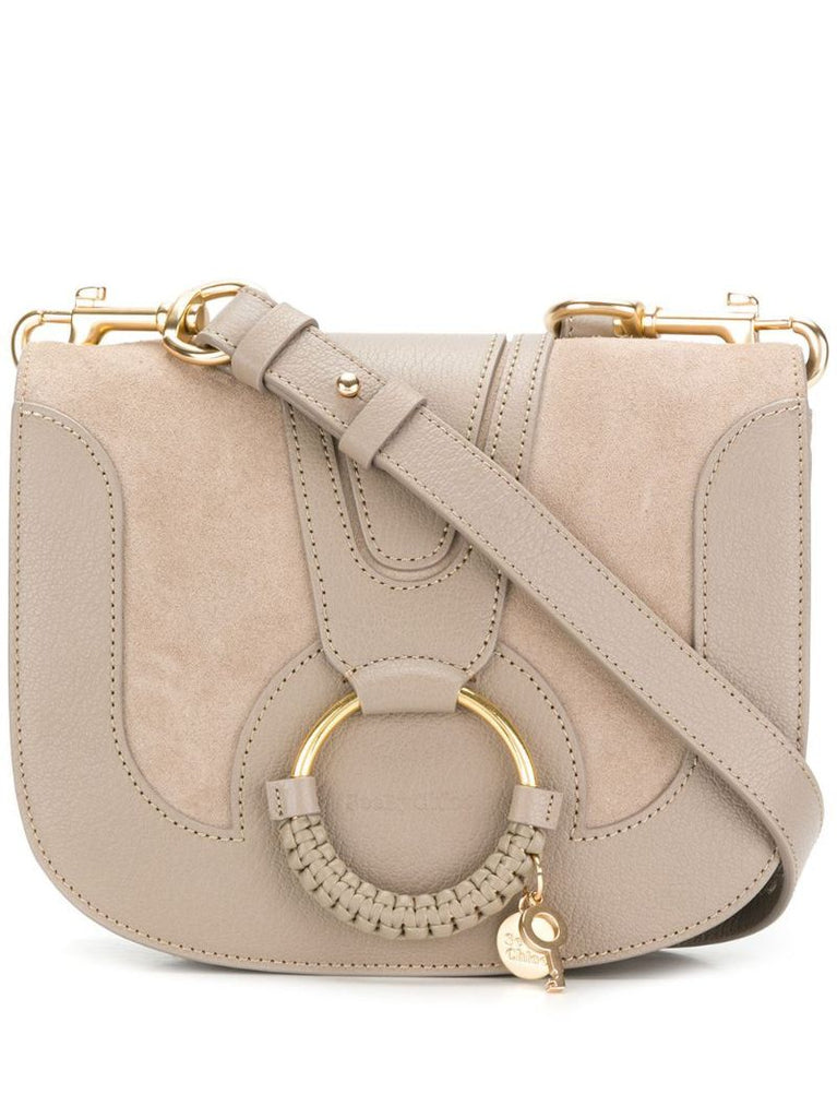 Grey Hana Leather Cross Body Bag