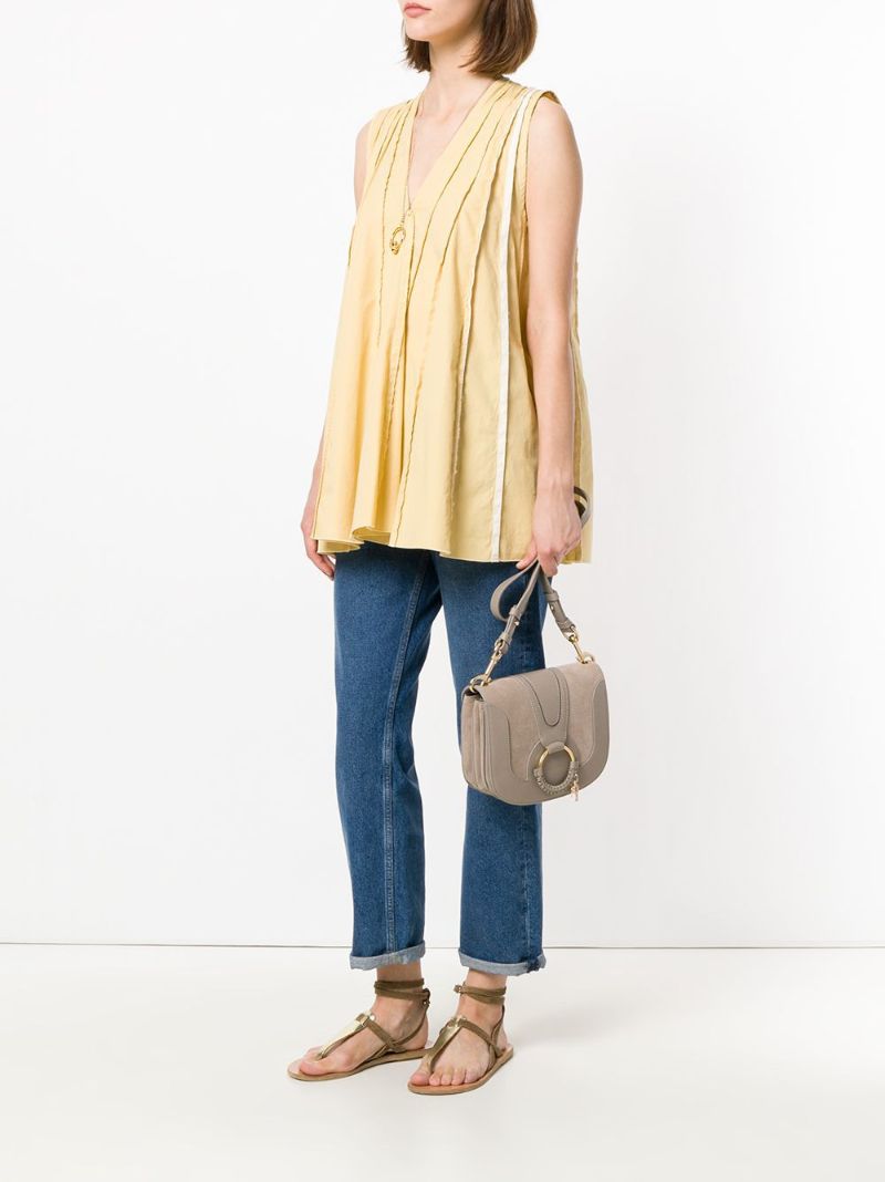 Grey Hana Leather Cross Body Bag
