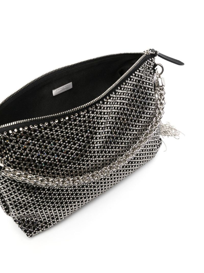 Black Callie Crystal Suede Clutch Bag