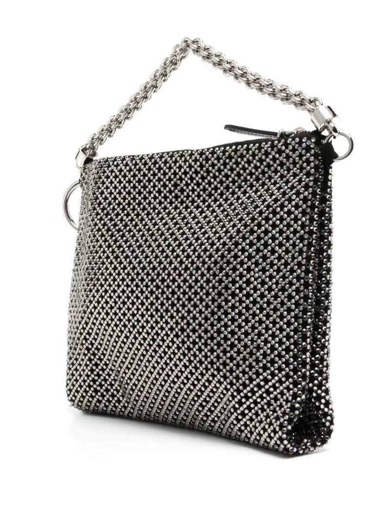Black Callie Crystal Suede Clutch Bag