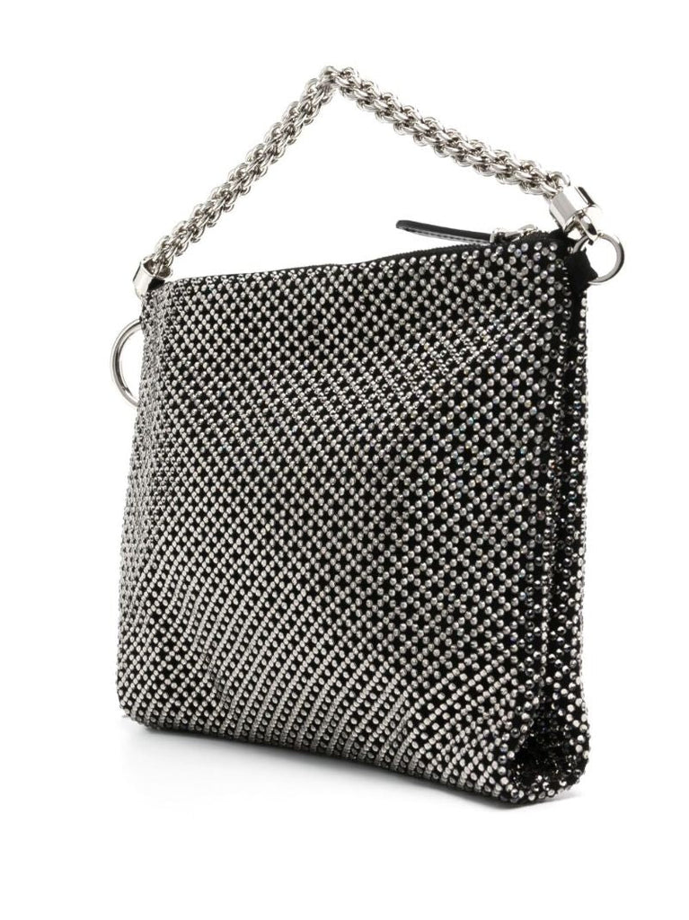 Black Callie Crystal Suede Clutch Bag