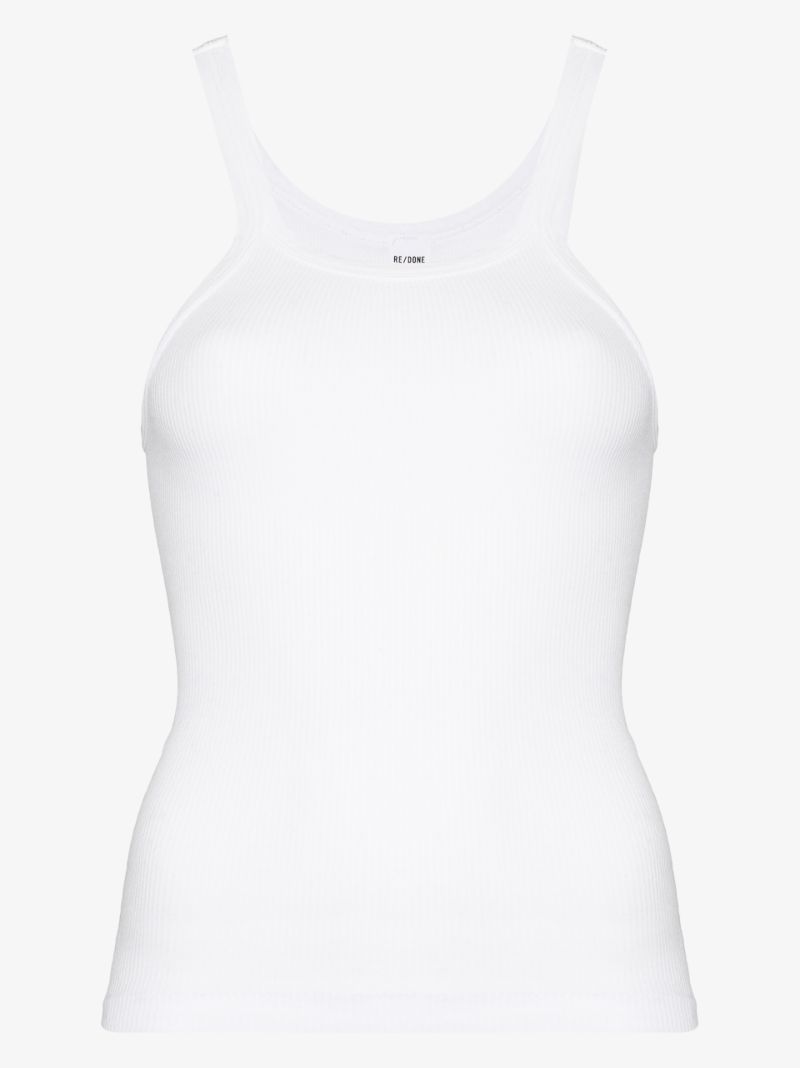 White Ribbed Tank Top