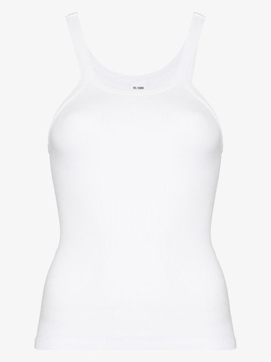 White Ribbed Tank Top