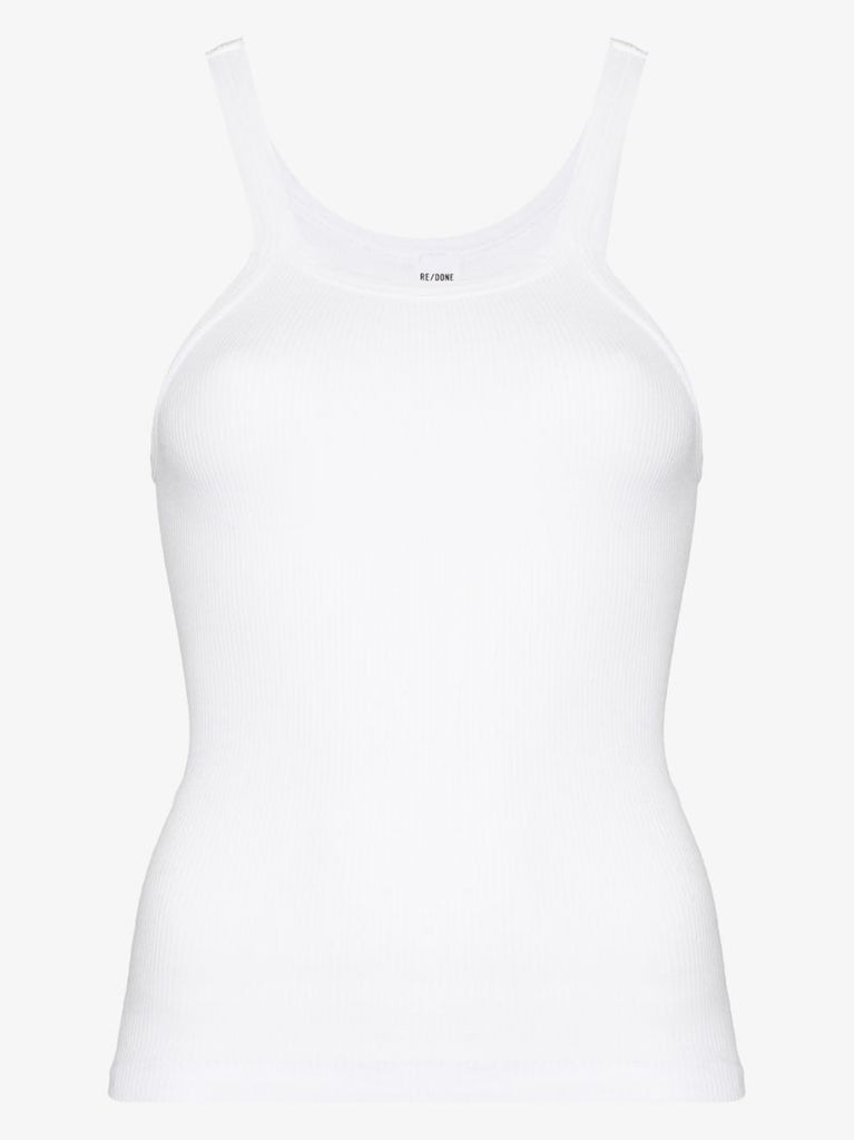 White Ribbed Tank Top