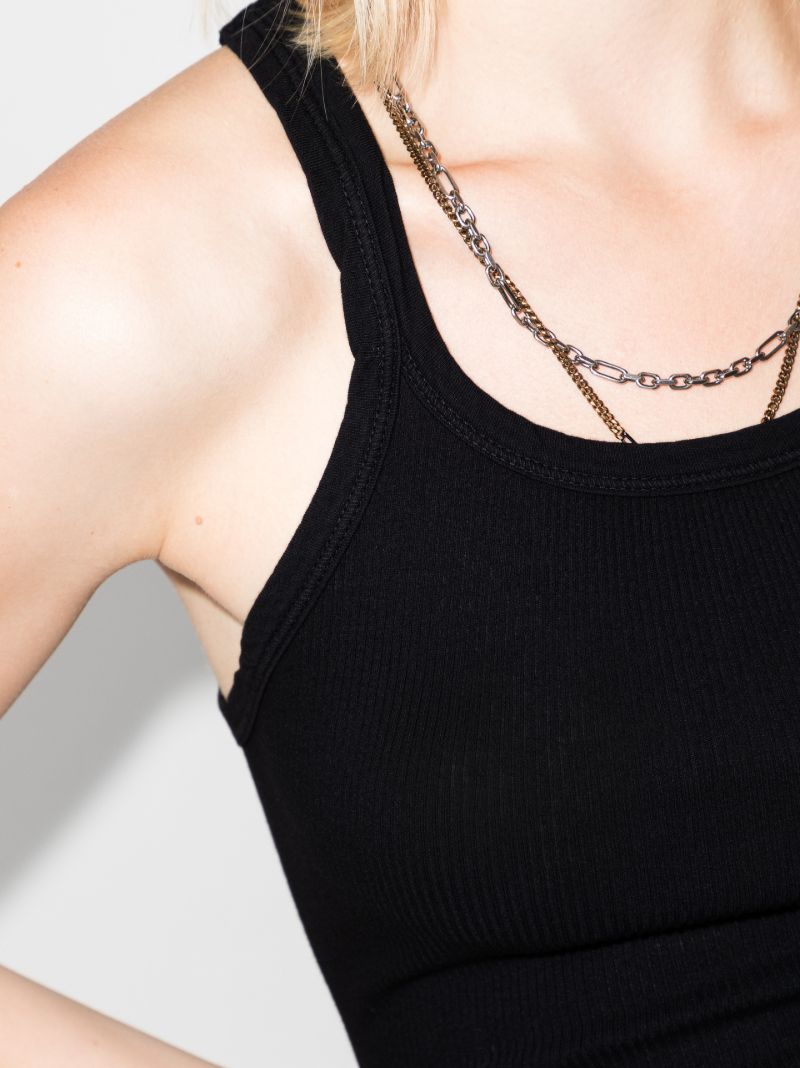 Black Ribbed Cotton Tank Top