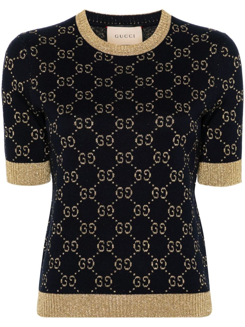 Blue Gg-jacquard LamÃ_x0083_Â© Knitted Top