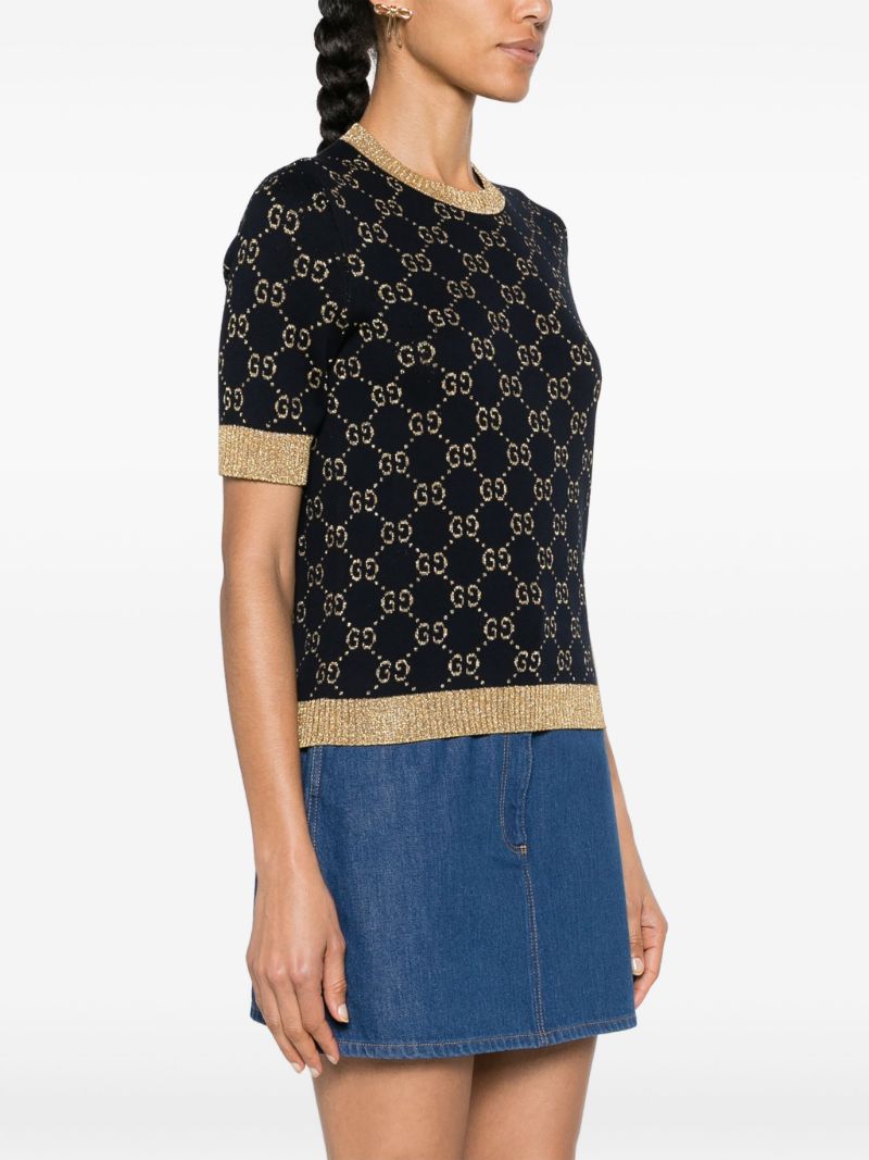 Blue Gg-jacquard LamÃ_x0083_Â© Knitted Top