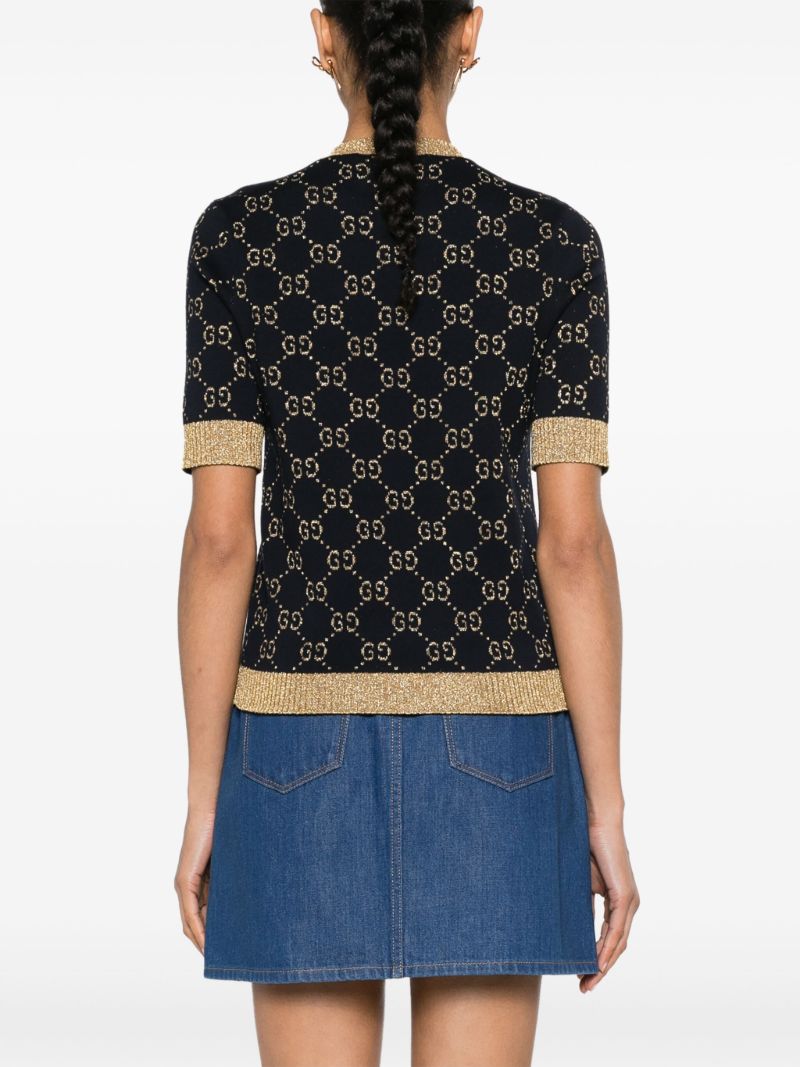 Blue Gg-jacquard LamÃ_x0083_Â© Knitted Top