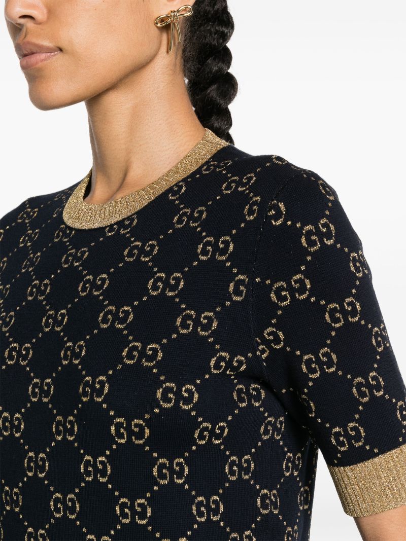 Blue Gg-jacquard LamÃ_x0083_Â© Knitted Top