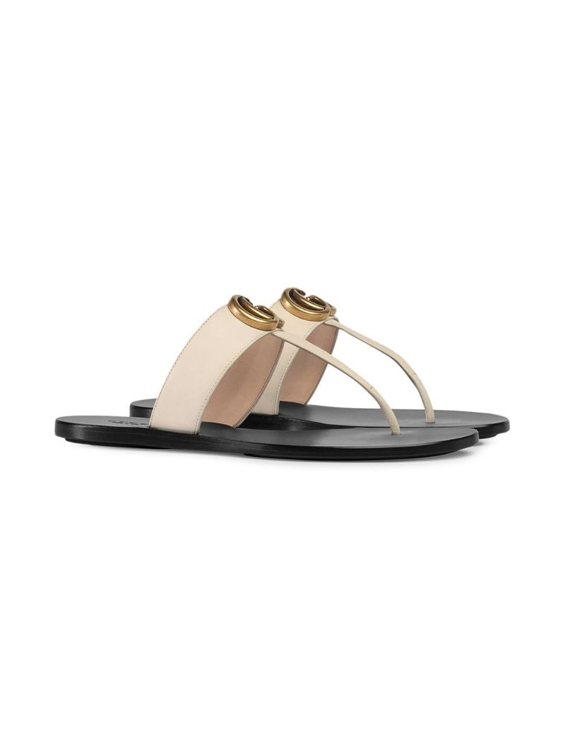 White Gg Marmont Sandals
